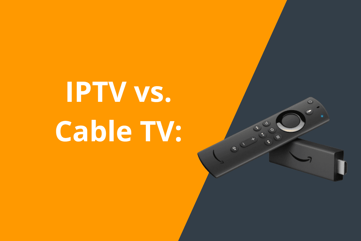 Image showcasing a split-screen with one side featuring a sleek IPTV interface and the other side a traditional cable TV setup, symbolizing the comparison between modern streaming and classic broadcasting.